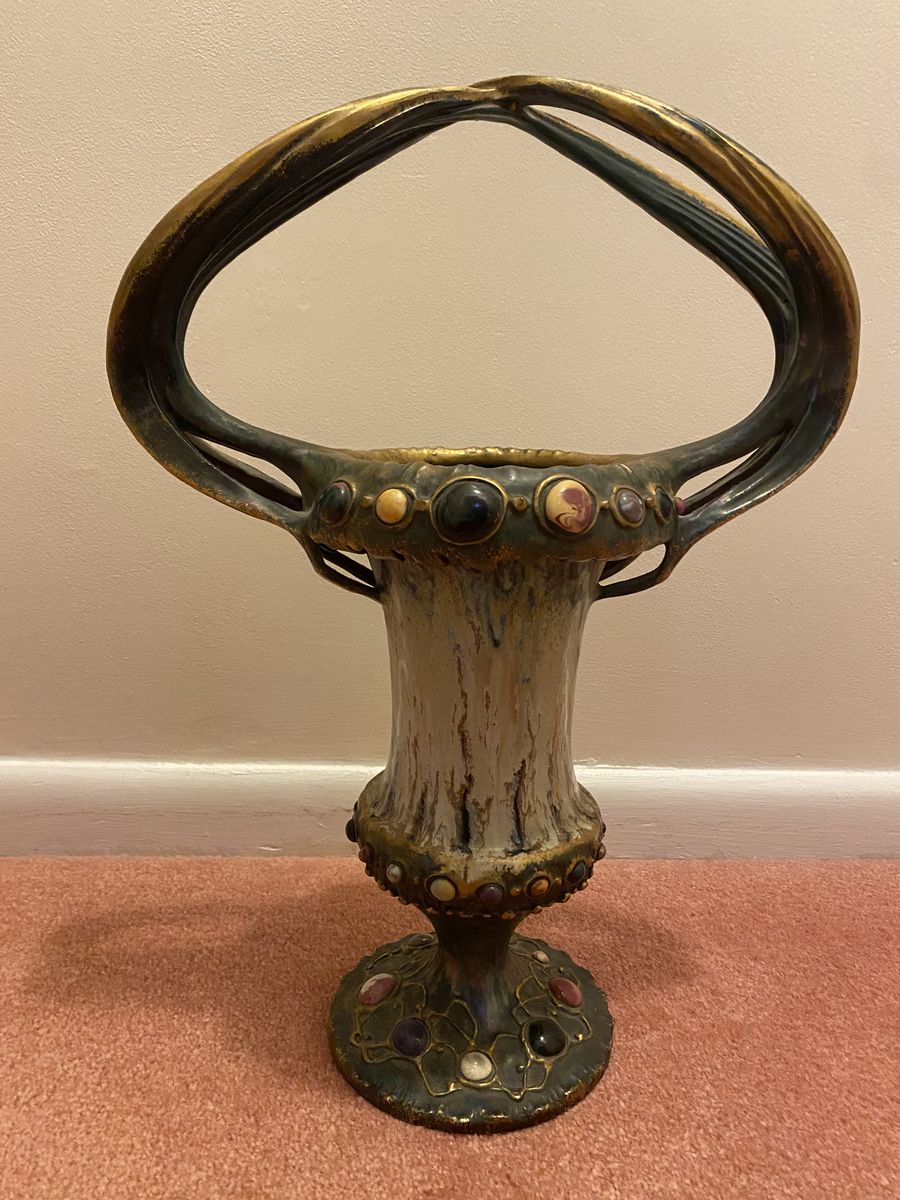 Austrian Amphora Pottery Large Gilded Chalice $599.00