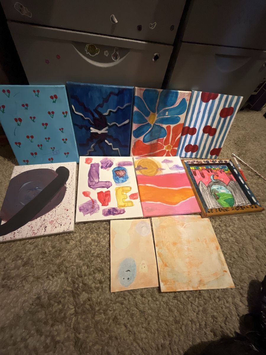 Hand-Painted Abstract Canvas Art Set - Unique Original Designs for Home Decor