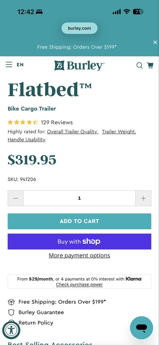Burley flatbed aluminum bike trailer