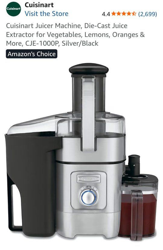 Cuisinart CJE-1000P Die-Cast Juice Extractor - Silver/Black