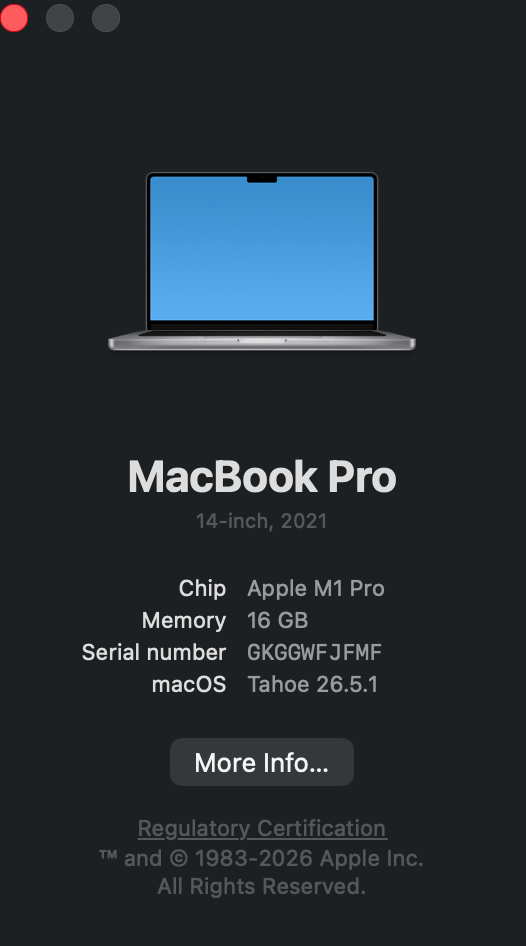 Apple MacBook Pro 14" 2021 M1 Pro 16GB 512GB SSD