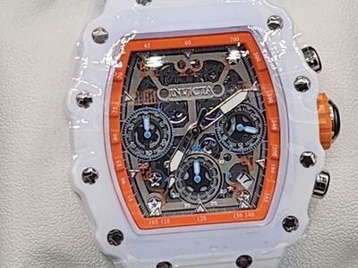 Invicta Reserve Venom II Swiss Chronograph Watch - White/Blue Silicone Band, Orange Accents