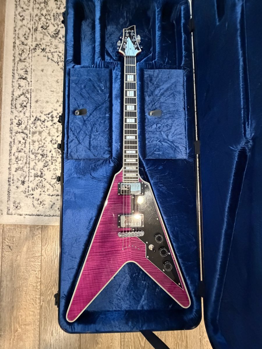 Schecter V-1 Custom Electric Guitar Transparent Purple - Perfect Condition + Hard Case