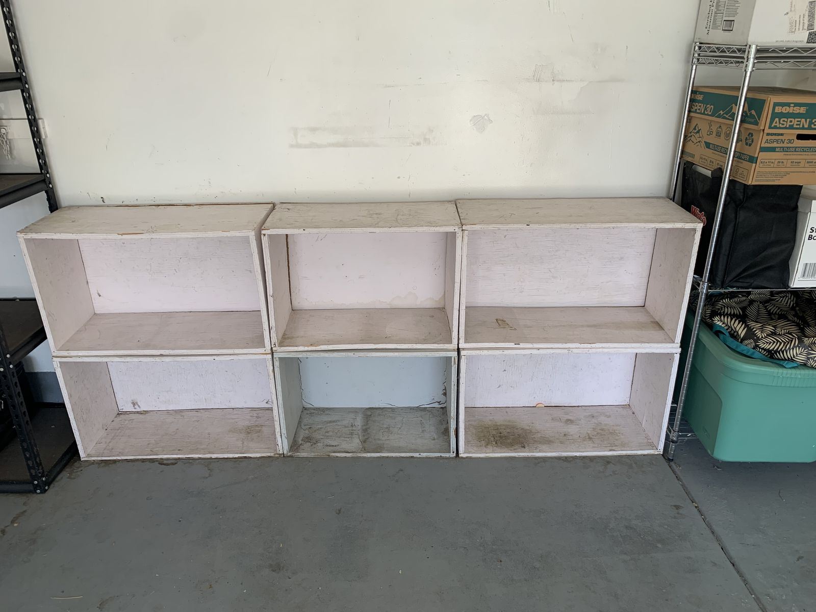 Wooden boxes I have used for shelving in garage