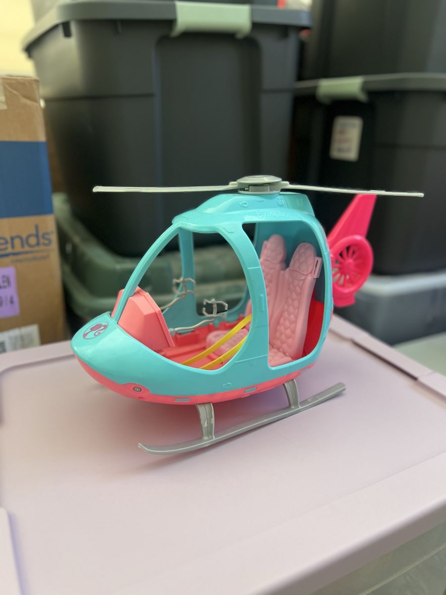 Barbie Pink and Blue Toy Helicopter with Seating and Rotating Blades