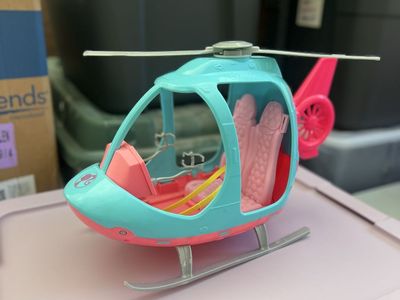 Barbie Pink and Blue Toy Helicopter with Seating and Rotating Blades