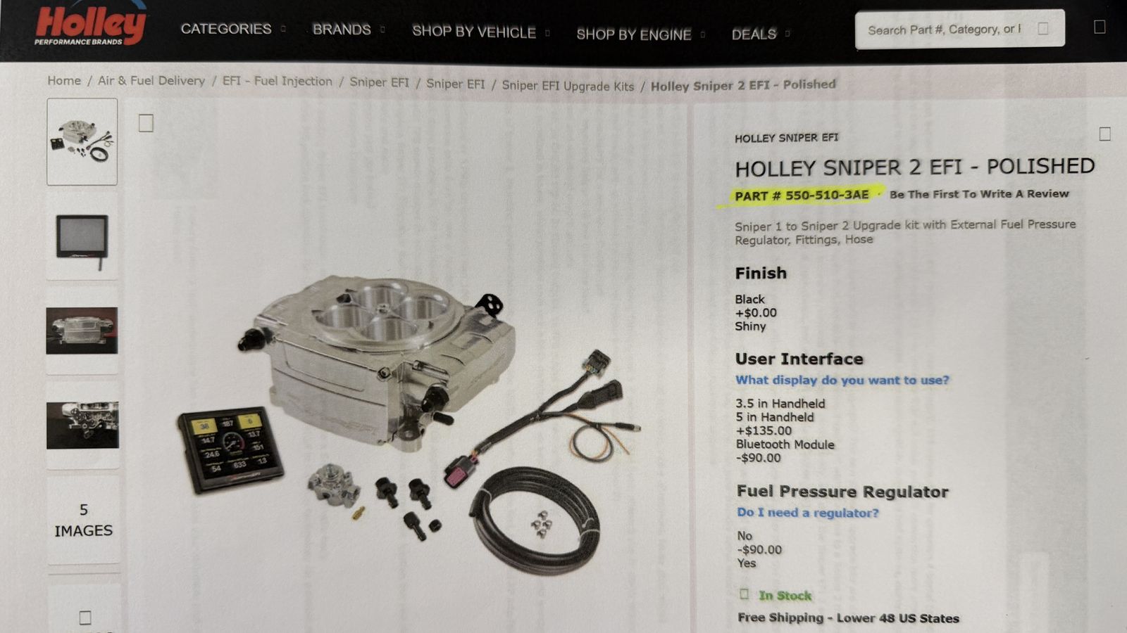 Holley Sniper 2 EFI -Polished (NEW)