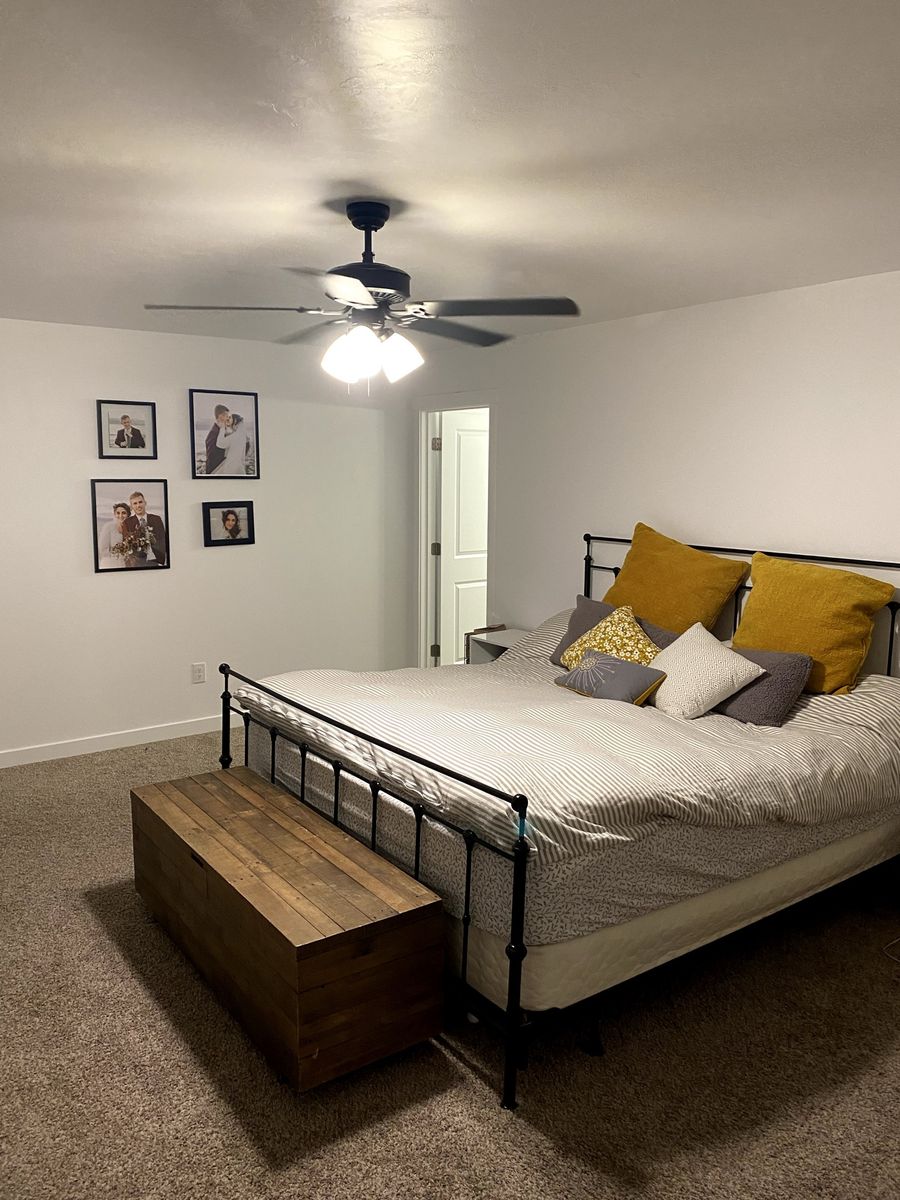 Black metal king bed frame