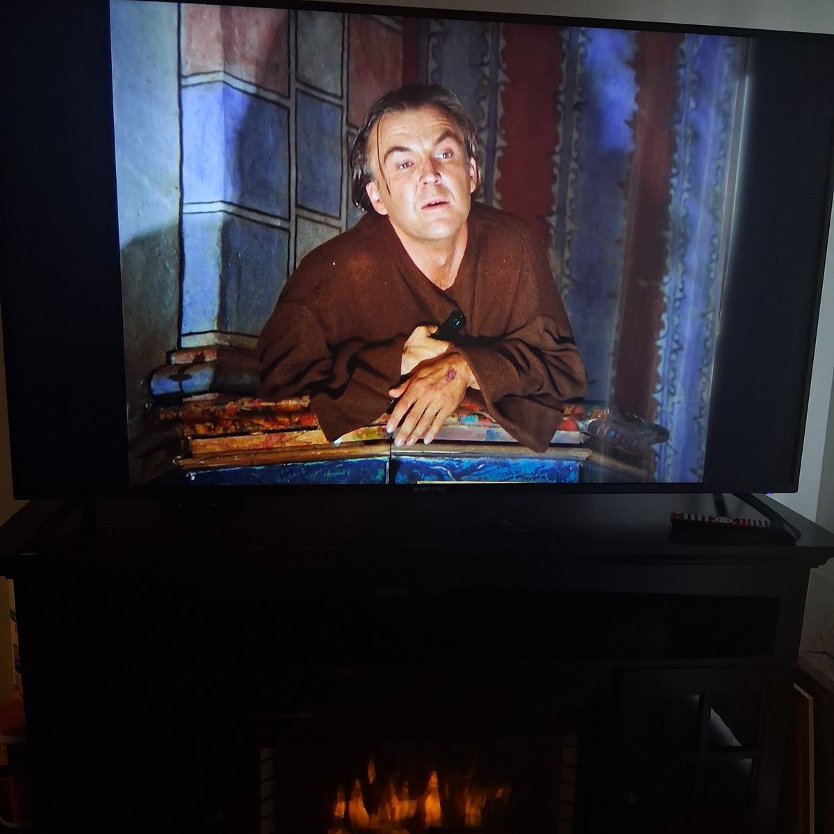 65 in. TV and fireplace TV stand