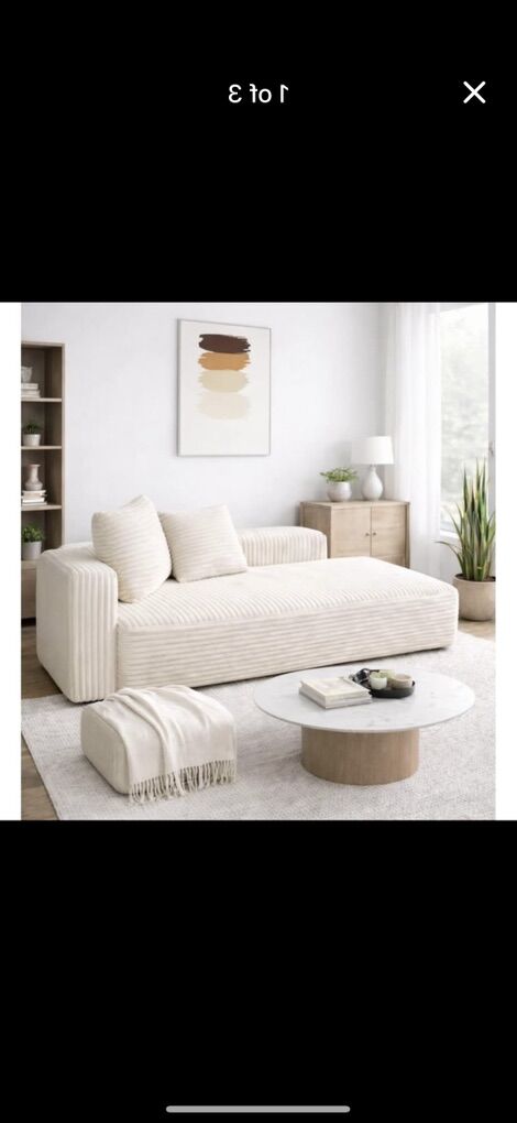 NEW! 68” Sofa loveseat chaise Cream Corduroy