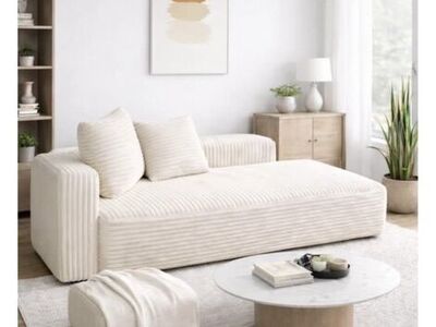 NEW! 68” Sofa loveseat chaise Cream Corduroy