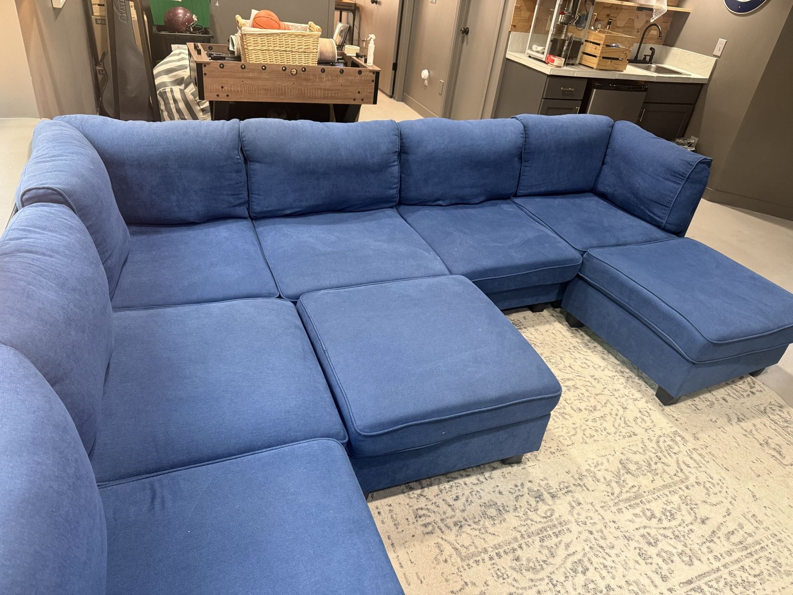 Fabric 6 sectional piece sectional with 2 ottomans