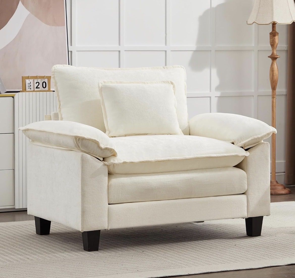 Chenille oversized accent chair