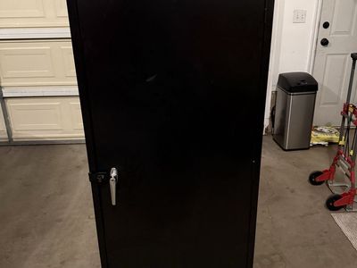 Black Metal Storage Locker Cabinet with Shelf and Vents - Secure Organizer