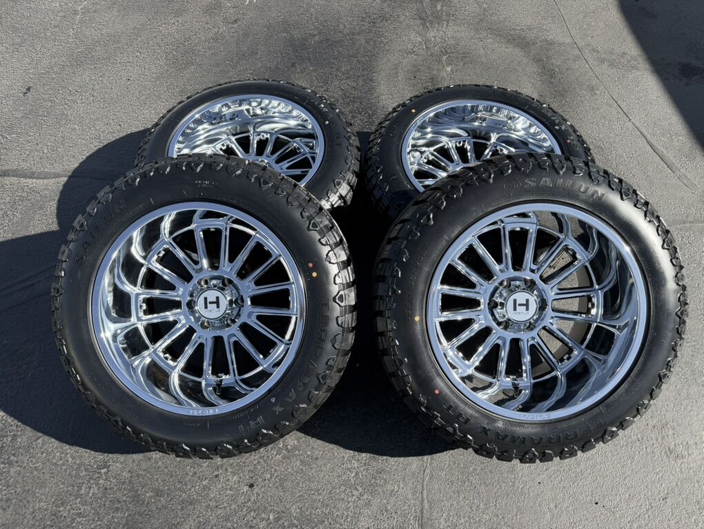 New Chrome -44 Hostile 33x12.50r20 RT 6x135 Ford 6