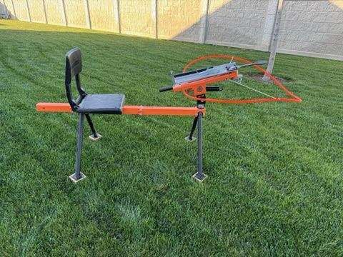 Clay Pigeon Thrower with hitch attachment and seat