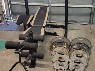 Bench and 335 pounds of weights