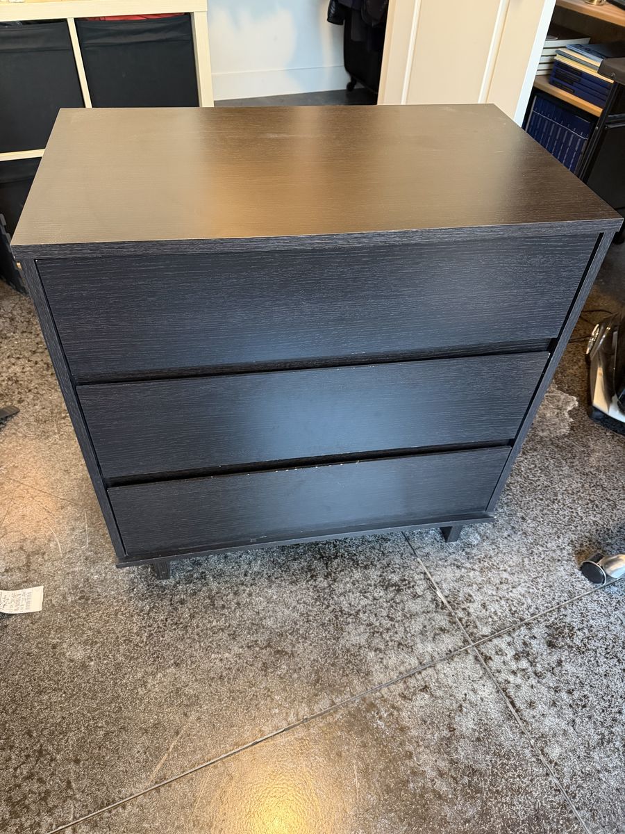 Black 3-Drawer Dresser / Storage Cabinet – 31” x 29” x 18.5” – $50 or best offer