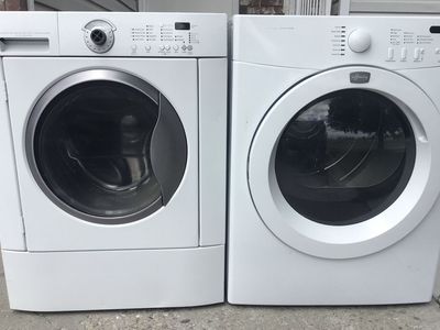 NICE FRIGIDAIRE LARGE CAPACITY FRONT LOAD STACKABLE SIDE BY SIDE SET INCLUDES FREE DELIVERY