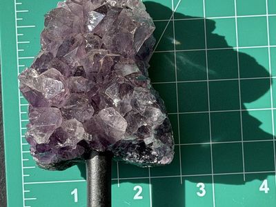 Amethyst Cluster on Stand - Natural Purple Crystal Geode Specimen - 2.5" Tall