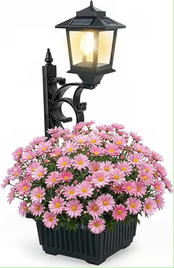 solar light with planter box