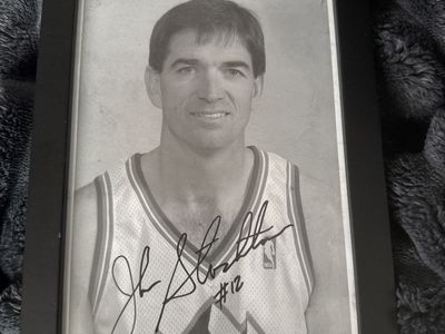 Authentic signed John Stockton framed picture