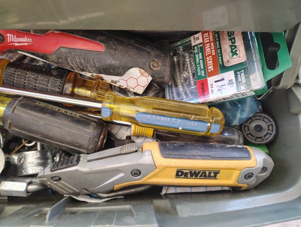 Plano Gray Plastic Tool Box with Tray - Tools Included - Used Condition