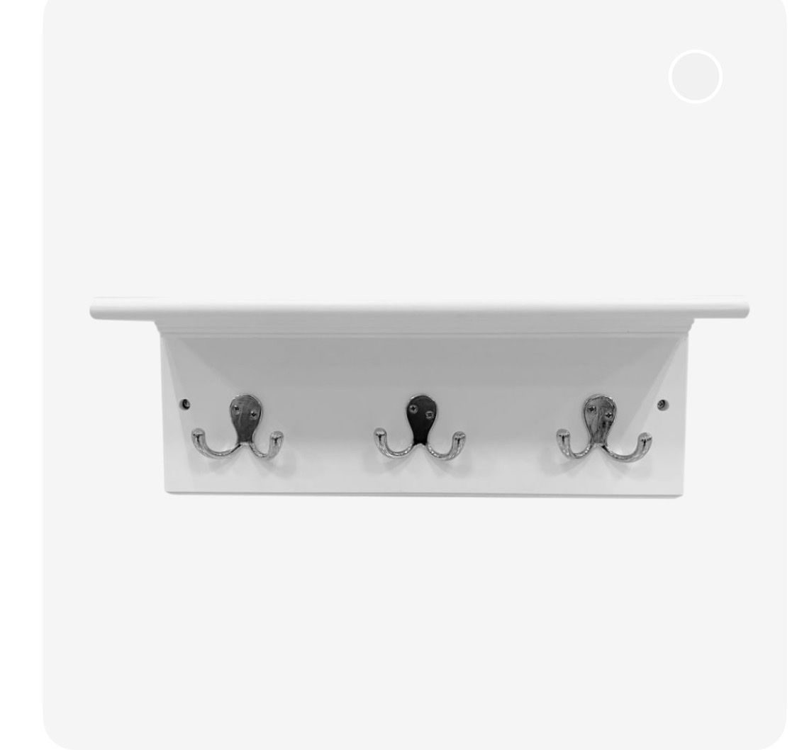 Allen + Roth white shelf with hooks)