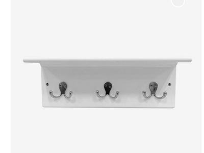 Allen + Roth white shelf with hooks)