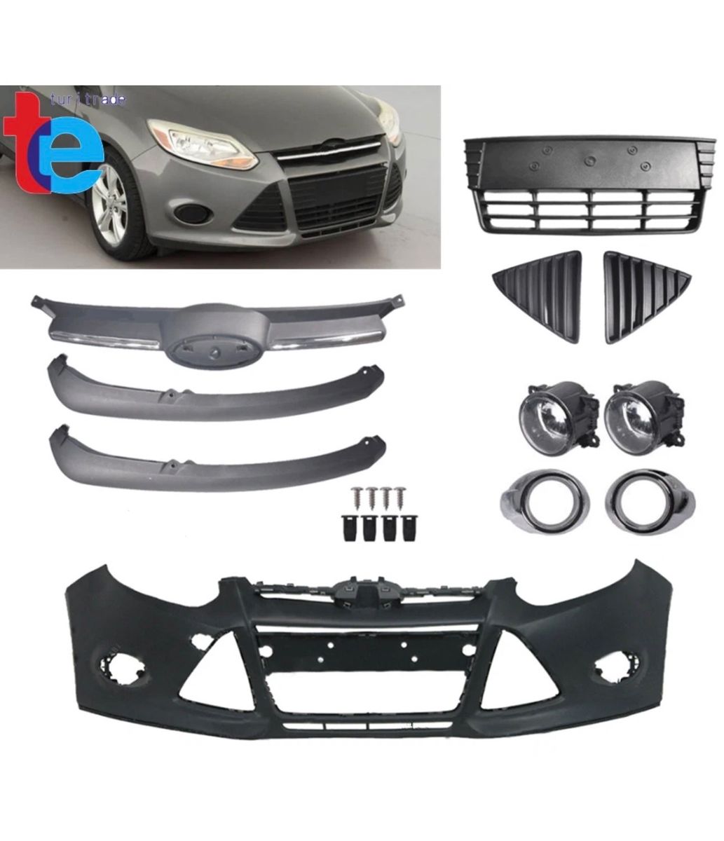 Ford Focus 2012-2014 Front Bumper Cover & Grille Kit w/ Fog Lights