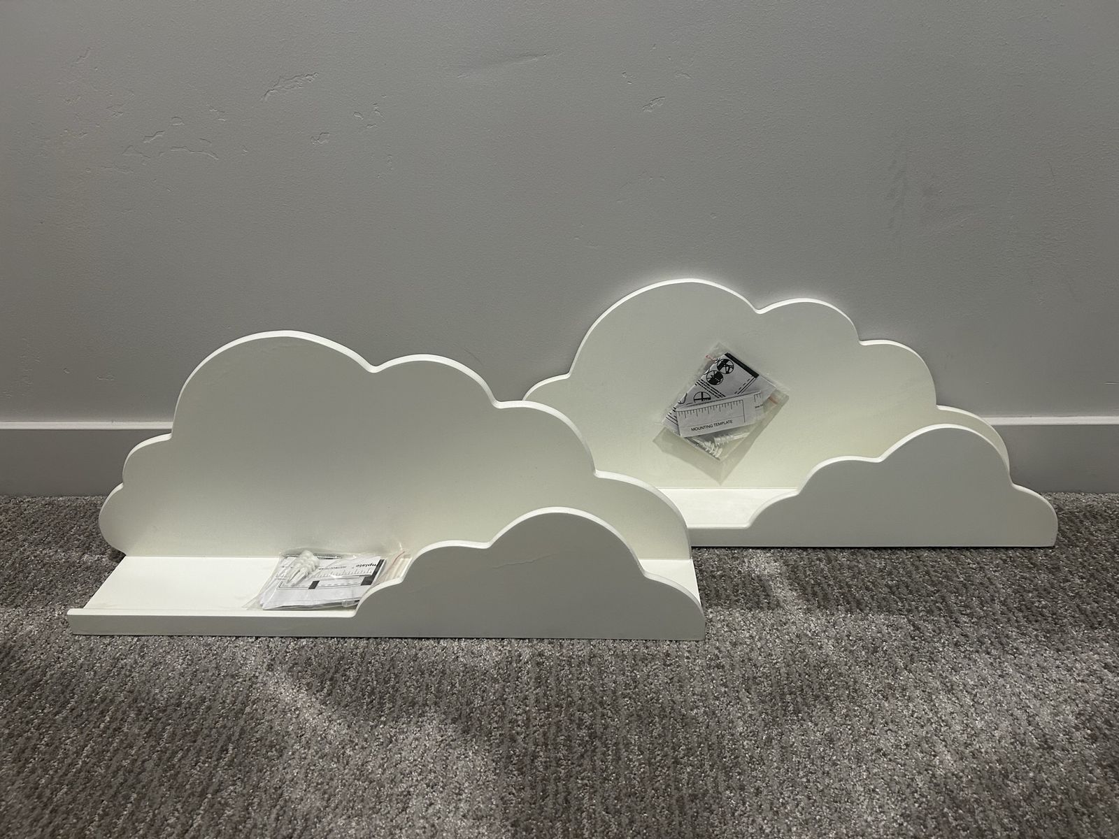 Cute Cloud Wall Shelves - Set of 2 White Floating