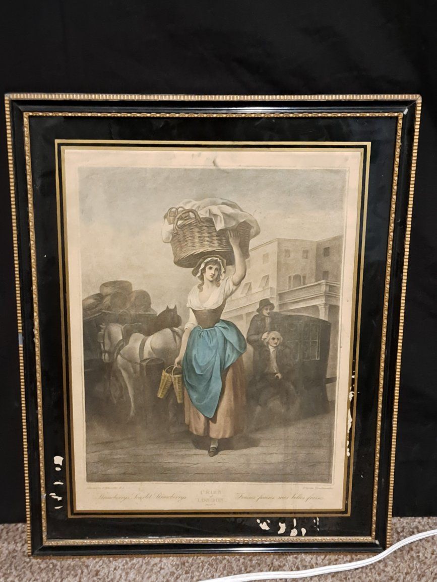 Antique "Strawberries, Scarlet Strawberries" Framed Print by G. Cruikshank, London