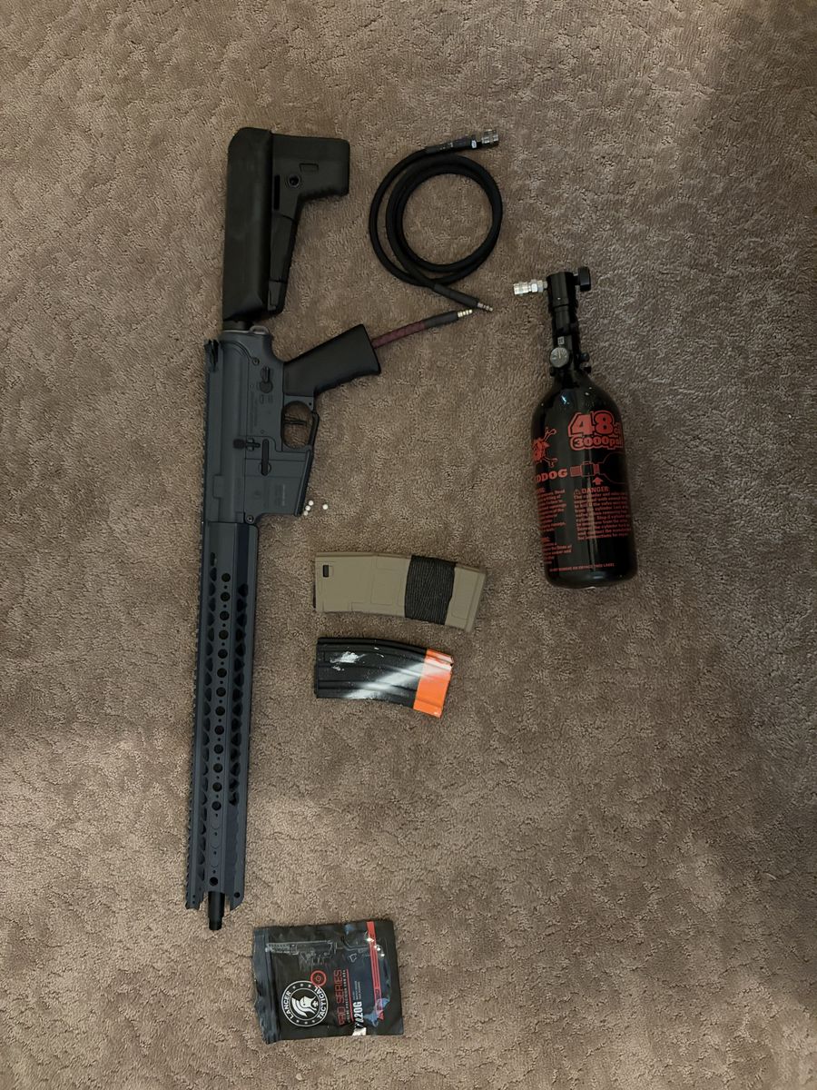 Custom krytac hpa Airsoft Rifle with pollarstar f2 hpa engine, Tank and Accessories - Ready for Action