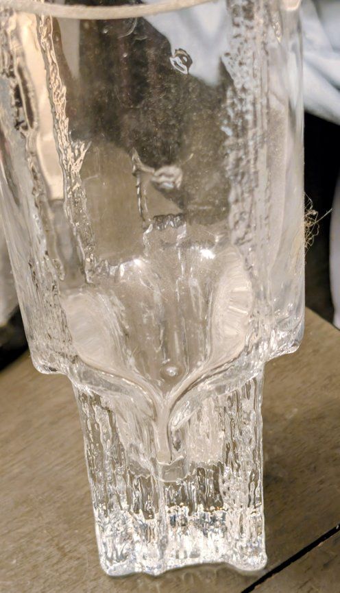 BEAUTIFUL VTG TAPIO WIRKKALA FINLAND LITTALA AVENA ART GLASS VASE 7" c1970 v/g