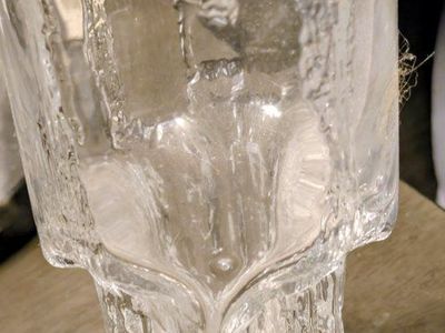 BEAUTIFUL VTG TAPIO WIRKKALA FINLAND LITTALA AVENA ART GLASS VASE 7" c1970 v/g