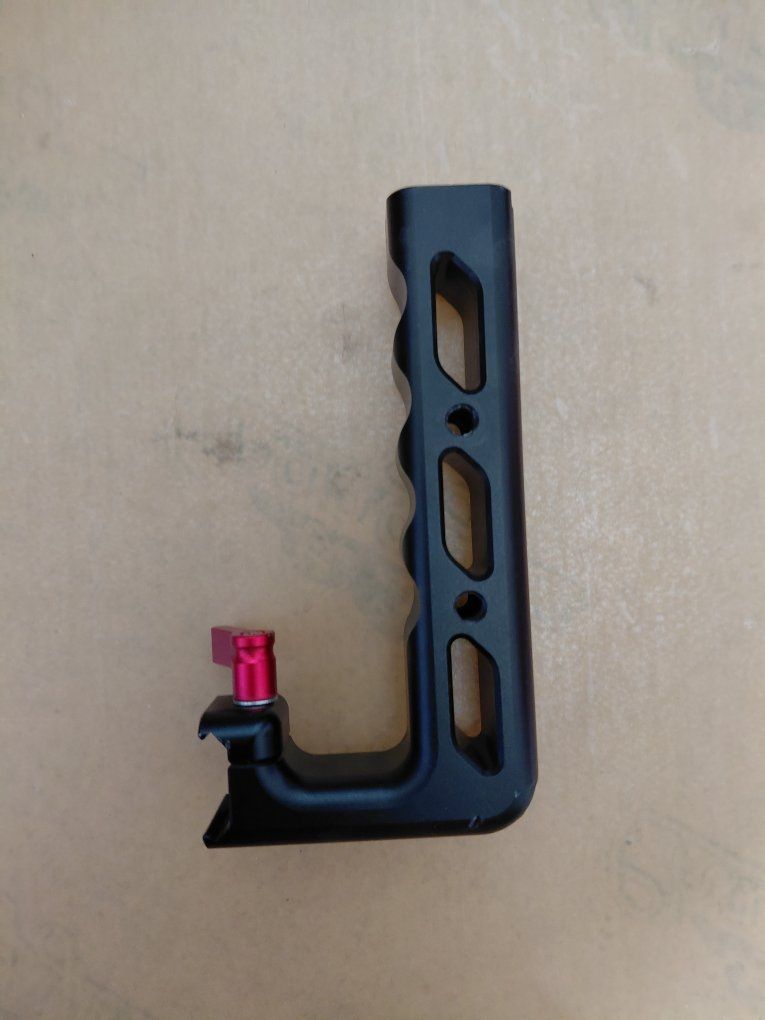 Black Metal Handle Grip with Red Accent picatinny rail mount for action camera