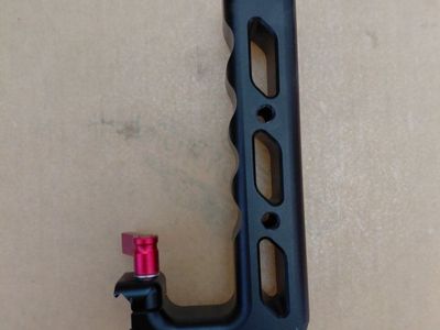 Black Metal Handle Grip with Red Accent picatinny rail mount for action camera