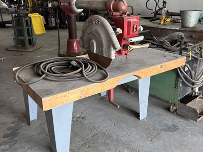Vintage Comet Clipper Woodworking Radial Arm Saw with Table - Industrial Power Saw