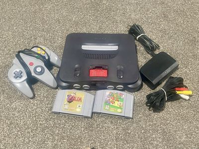 Nintendo 64 N64 Console Bundle with 1 Controller, Power Supply, AV Cable, Legend of Zelda, Super Mario 64