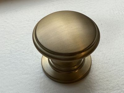New- price for box of 10 Brushed Brass Cabinet Knobs - Round Drawer Pulls, Furniture Hardware