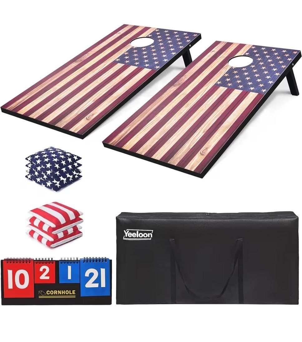 NEW CORNHOLE SET WITH 8 BEAN BAGS & CARRYING CASE 50*26.3*4.5 INCH OUTDOOR YARD GAME