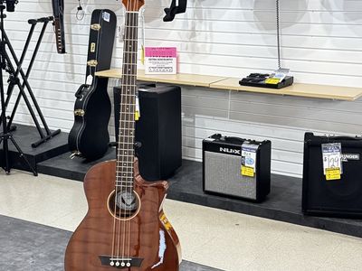Dean EAB Acoustic-Electric Bass Guitar - Natural Wood Finish, Built-in Tuner & EQ