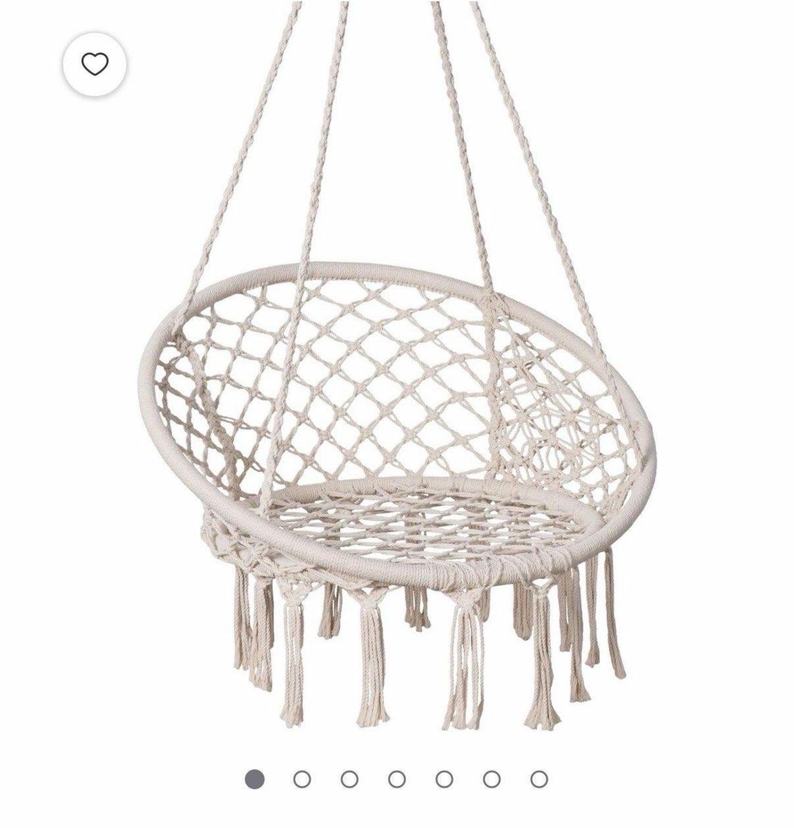 White Macrame Hammock Chair Swing - Indoor/Outdoor Hanging Seat no hardware included