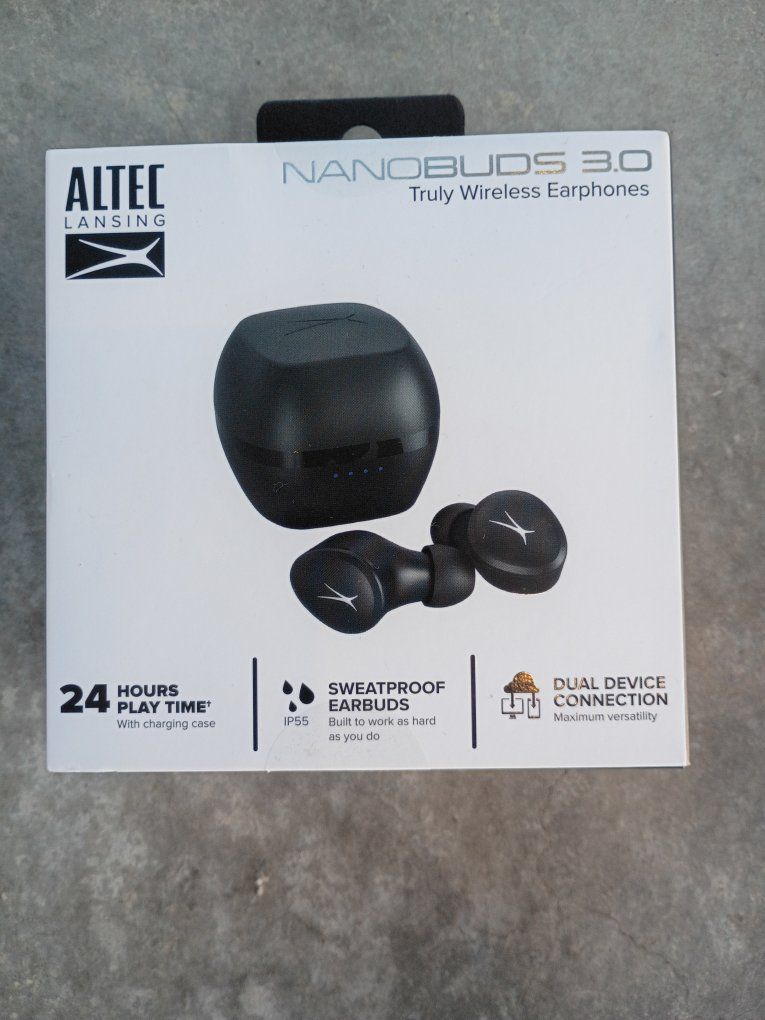 Altec Lansing NanoBuds 3.0 True Wireless Earbuds - Black, Sweatproof, Dual Device Connect
