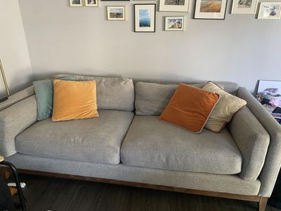 Modern Grey Sofa – Clean, Comfortable, Great Size