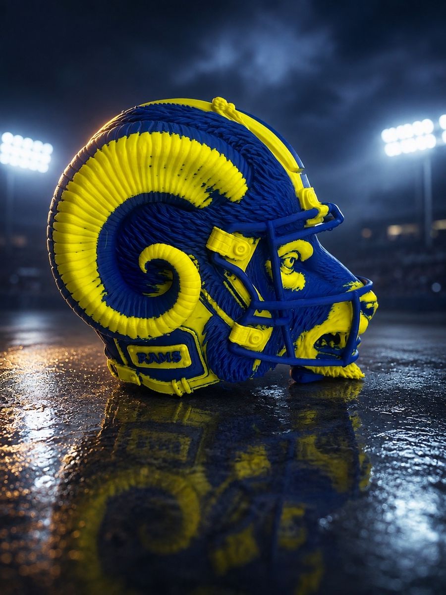 Custom Los Angeles Rams Sculpted Mascot Football medium sized Helmet Collectible