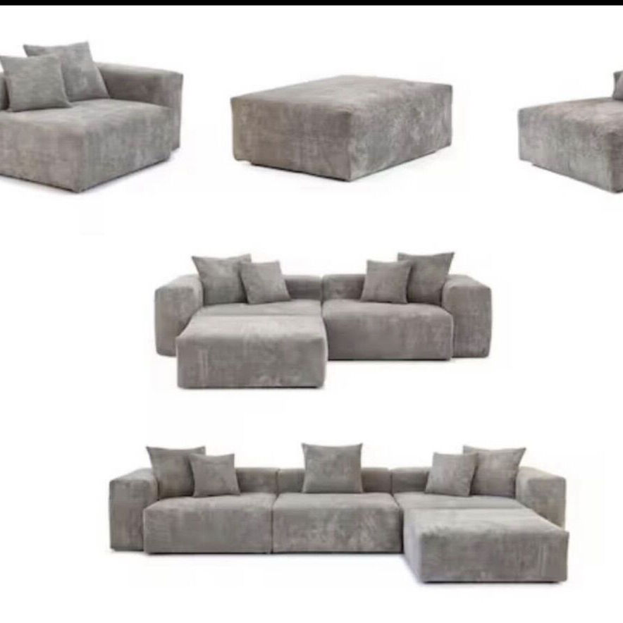 4 piece Oversized Boneless Corduroy Sectional