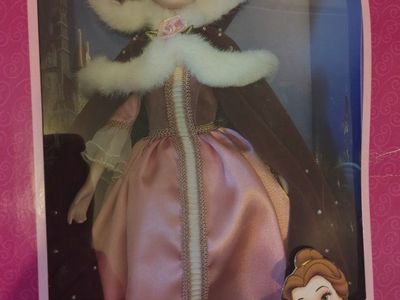 Brass key winter Belle doll Disney damaged box porcelain