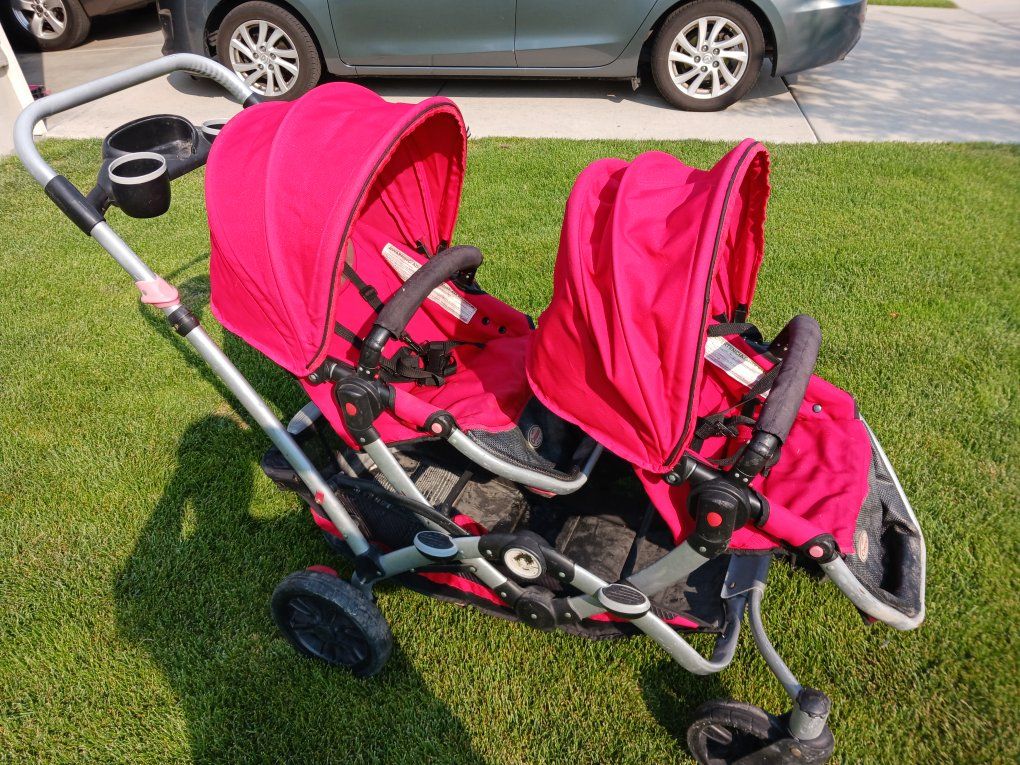 Collapsible Double Stroller with Removable Seats