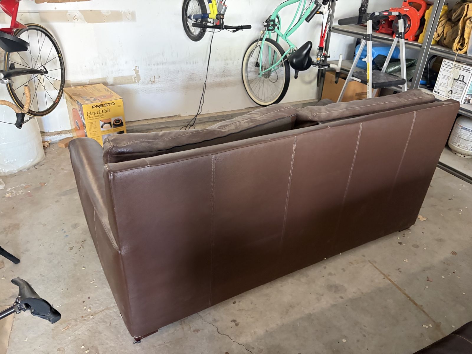 Brown Leather Sofa - Good Condition, Spacious Seating